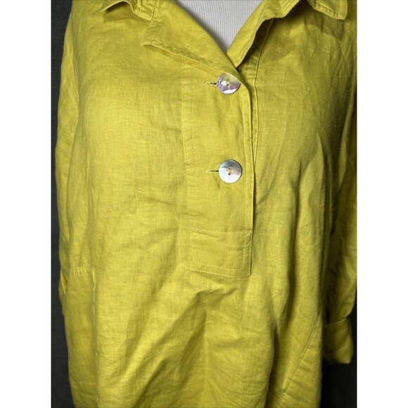 John Mark Women’s L Chartreuse 100% Linen Tunic - Picture 2 of 11